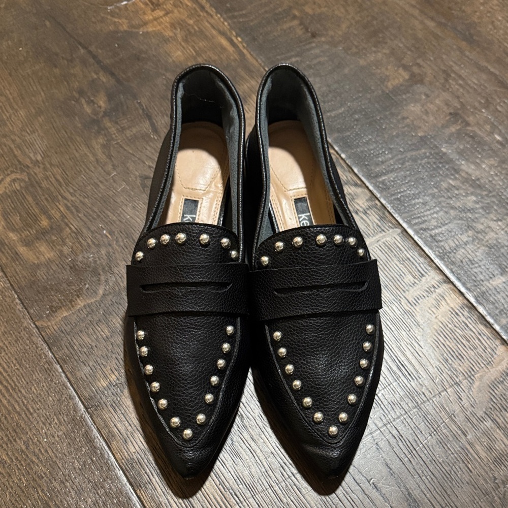 Kenzie Black Leather Studded Loafers